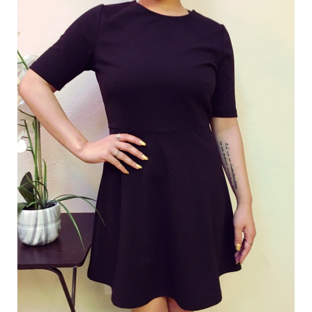 Black Forever 21 Shortsleeve Skater Dress